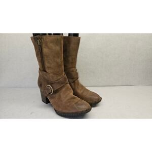 Born Brown Rough Leather Zip Boots Women's Size 9.5 M